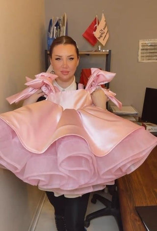 Royal  Saten Pembe Kız Çocuk Abiye Elbise