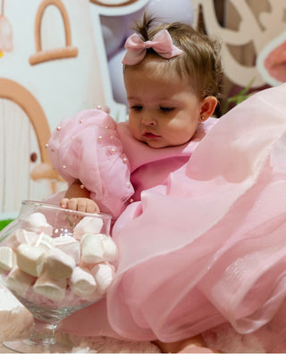 İncili Barbara Pembe Marul Etek Kız Çocuk Elbise