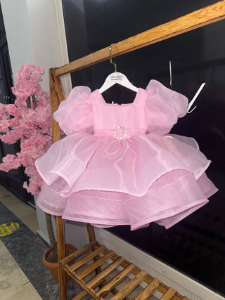 Oscar Pembe Kemerli Tasarım Elbise