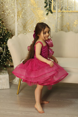 Olivia Fuşya Renk Kız Çocuk Abiye Elbise