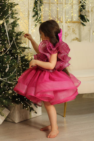 Olivia Fuşya Renk Kız Çocuk Abiye Elbise