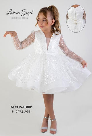 Alyona Beyaz Marul Etek Kız Elbise