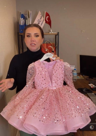 Alyona Pembe Kız Çocuk Abiye Elbise