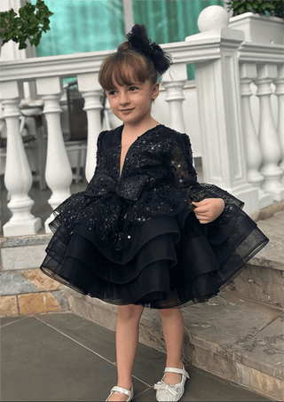 Alyona Siyah Marul Etek Abiye Elbise