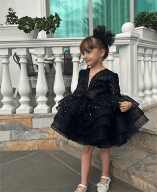 Alyona Siyah Marul Etek Abiye Elbise