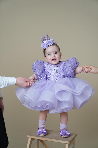 Diana Lila Sırtı V Marul Etek Elbise