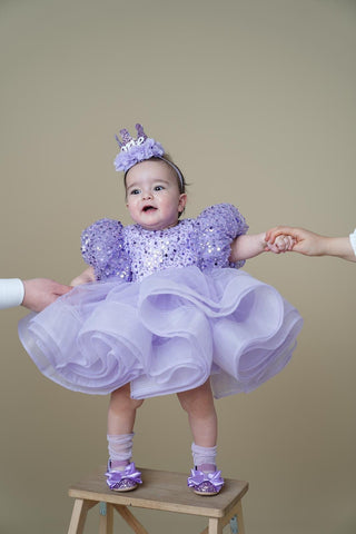 Diana Lila Sırtı V Marul Etek Elbise