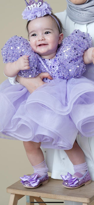 Diana Lila Sırtı V Marul Etek Elbise