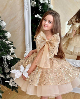 Jerry Gold Taş İşleme Kız Çocuk Abiye Elbise