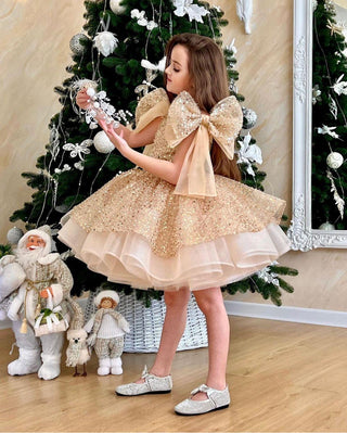 Jerry Gold Taş İşleme Kız Çocuk Abiye Elbise