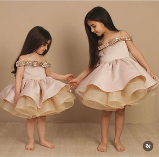 Mono Gold / Vizon Renk Kız Çocuk Abiye Elbise