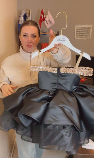 Mono Siyah Kız Çocuk Abiye Elbise