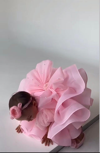 İncili Barbara Pembe Marul Etek Kız Çocuk Elbise