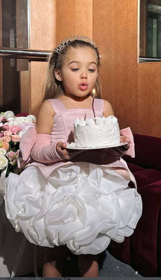 Lolina Pudra Gül Organze Balon etek kız Çocuk Elbise