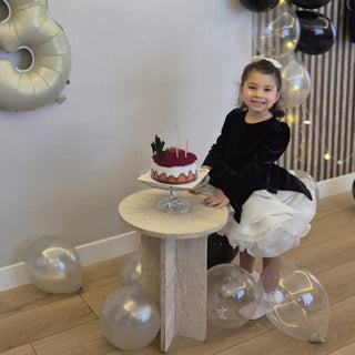 Lolina Siyah Saten Uzun Kol Kız Çocuk Elbise