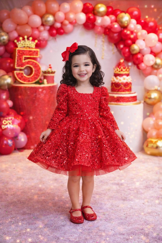 Anastasia Kırmızı Taş İşleme Kabarık Elbise