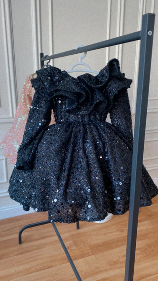 Milano Siyah Çift Kol Valon Elbise