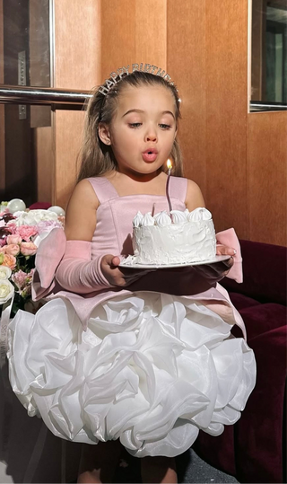Lolina Pudra Gül Organze Balon etek kız Çocuk Elbise