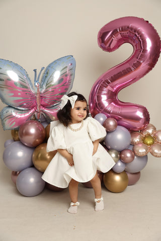 Hermes Kol İncili Beyaz Kız Çocuk Abiye Elbise