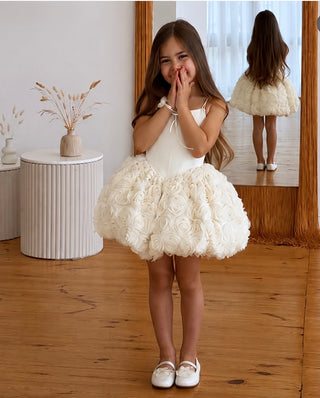 Victoria Lace Krem Balon Gül Etek Askılı Saten