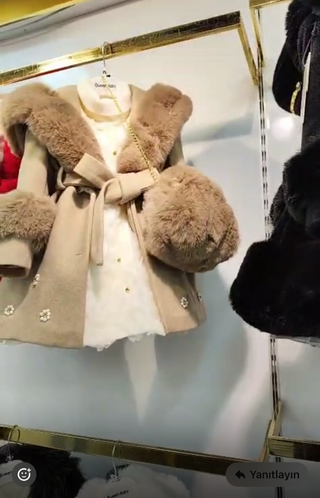 Premium Vizon Renk Angora kürk Elbise KABAN'lı 6 Li TAKIM