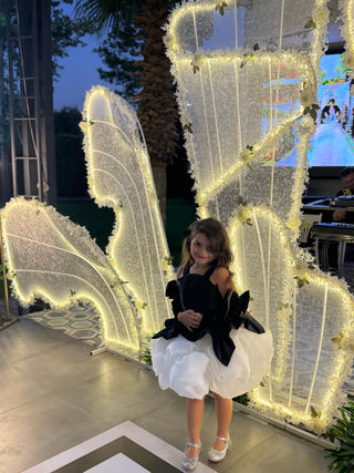 Lolina Siyah Gül Organze Balon etek kız Çocuk Elbise