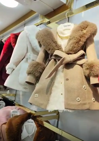 Premium Vizon Renk Angora kürk Elbise KABAN'lı 6 Li TAKIM