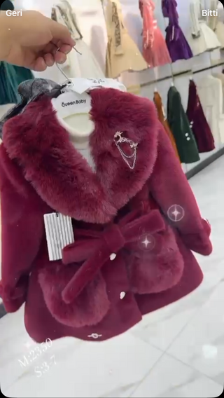 Premium Bordo Renk Angora kürk Etek Kaban 6 Li Tkm.