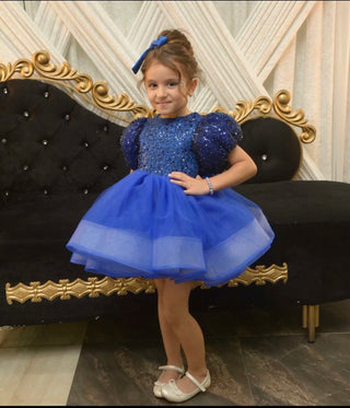 Diana Lacivert Yuvarlak Yaka Marul Etek Elbise