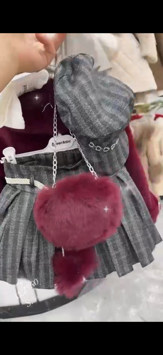 Premium Bordo Renk Angora kürk Etek Kaban 6 Li Tkm.