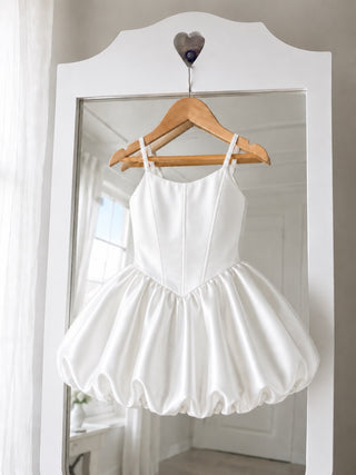 Victoria Satin  Beyaz Saten Balon Etek Elbise