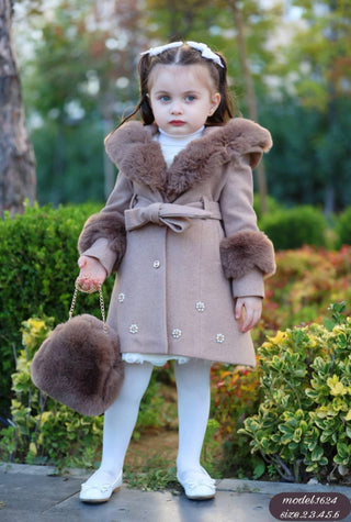 Premium Vizon Renk Angora kürk Elbise KABAN'lı 6 Li TAKIM