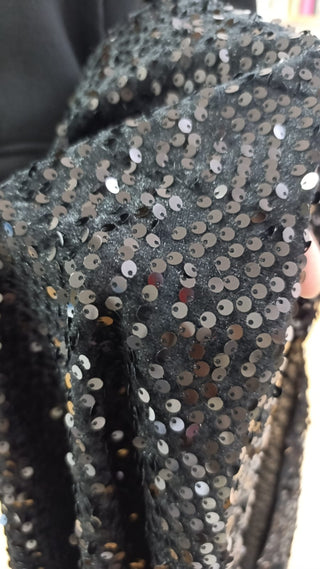 Milano Siyah Kadife Pul payet Tek Kol Çift Valon Elbise