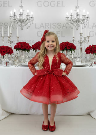 Alyona Kırmızı Marul Etek Kız Elbise
