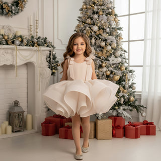 Ela Kız Bej Tonu Çocuk Abiye Elbise