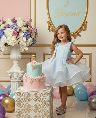 Ela Kız Bebe mavi Tonu Çocuk Abiye Elbise