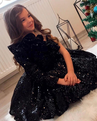 Milano Siyah Tek Kol Çift Valon Elbise