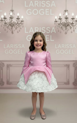 Perlina Pudra  Uzun kol Kız Çocuk Elbise